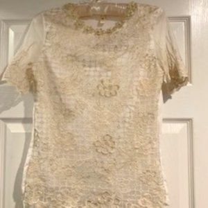 Fancy cream and gold lace t-shirt